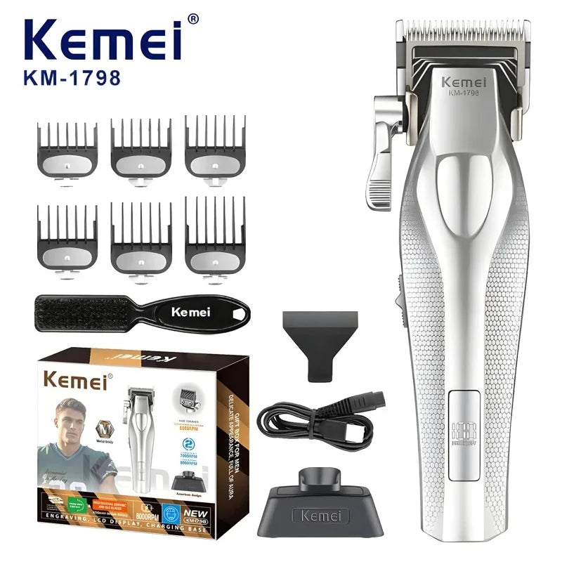 Kemei Clippers Professional Haircut Suit Rechargeable Hair Clippers Metal Body Shaver LCD Display Clipper For Man KM-3023 Set