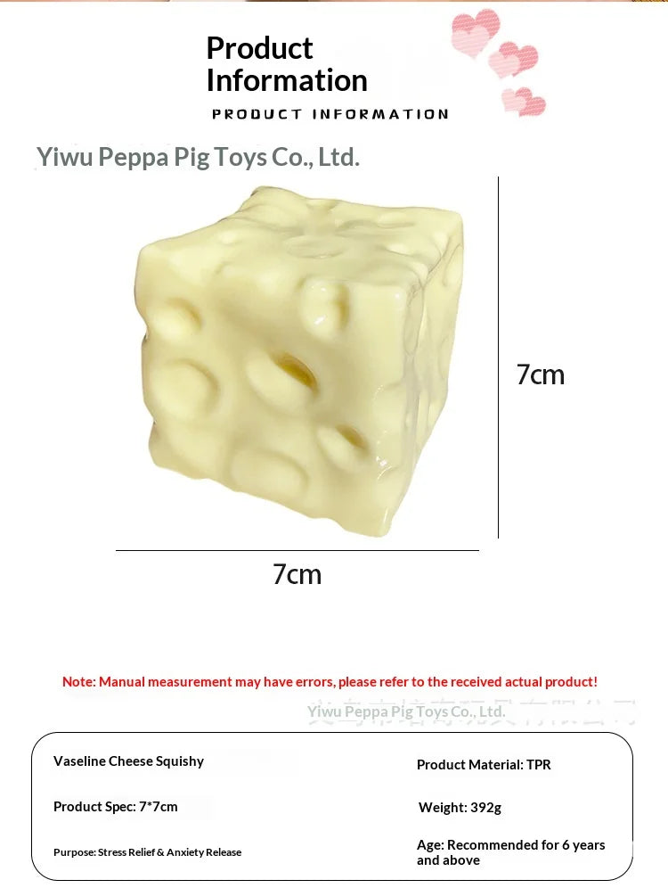 Hot Peiqi Giant Cheese Squishy Non Rebound Moldable Handmade Filled Stress Relief Sensory Fidget Toy For Adults