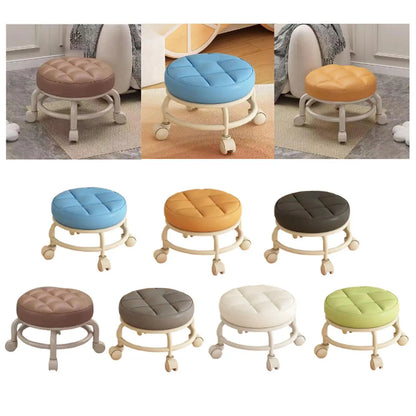 Low Rolling Stool Roller Seat Adults Child Round Foot Rest Low Height with Wheel