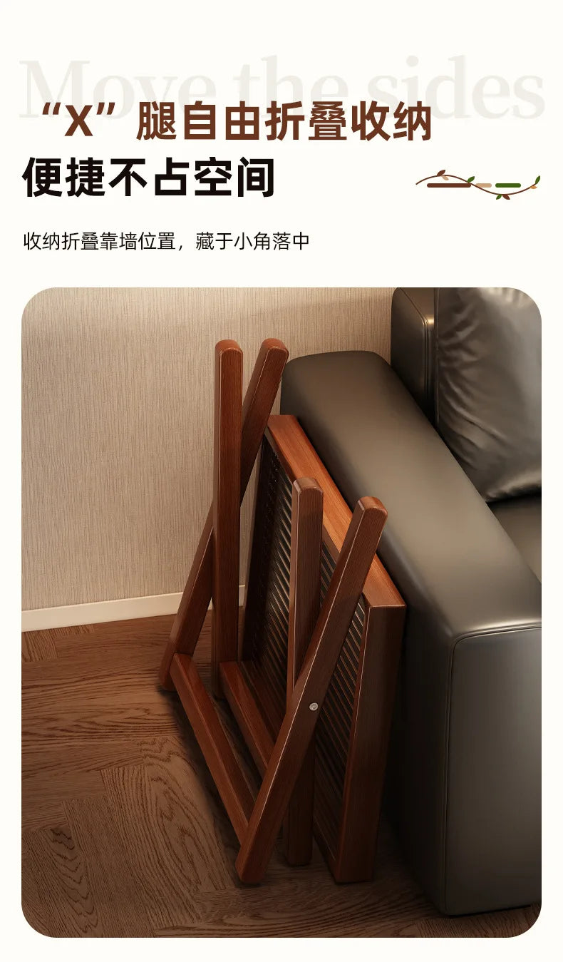 Space-Saving Foldable End Table: Minimalist Corner & Couch Side Table with Shelf – Perfect for Living Room, Balcony or Bedside