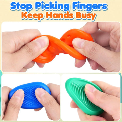 Sensory Fidget Toys Stone for Kids 6 Pack Textured Soft Worry Stone for Autism ADHD Teens Anxiety Stress Relief Toys Set