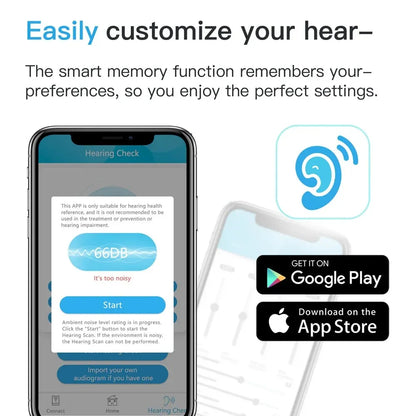 16 Channel Digital Hearing Aids APP Control Rechargeable Invisible Sound Amplifier Adjustable for Seniors Audifonos
