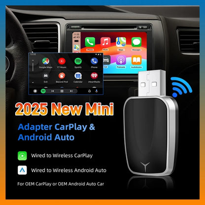 2 in 1 AI Box Mini Adapter Wired to Wireless Carplay&Android Auto Compatible with 99% of Cars Plug and Play WiFi Smart Dongle