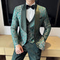 Spring 2025 Men's British Style Business Casual Three-Piece Suit Vest Trousers High-Density Jacquard Wedding Dress