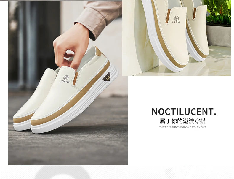 Men's Loafers for Spring, Large Size, Round-Toe Men's Moccasins, Slip-On Casual Shoes, Simple and Lightweight