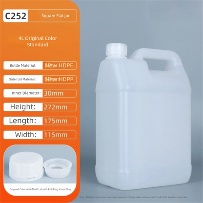 1/2/3/4/5/6/10L Plastic Airtight Bottle with Lid Food Grade HDPE Bucket Sealed Large-Capacity Oil Jerrican Gel Shampoo