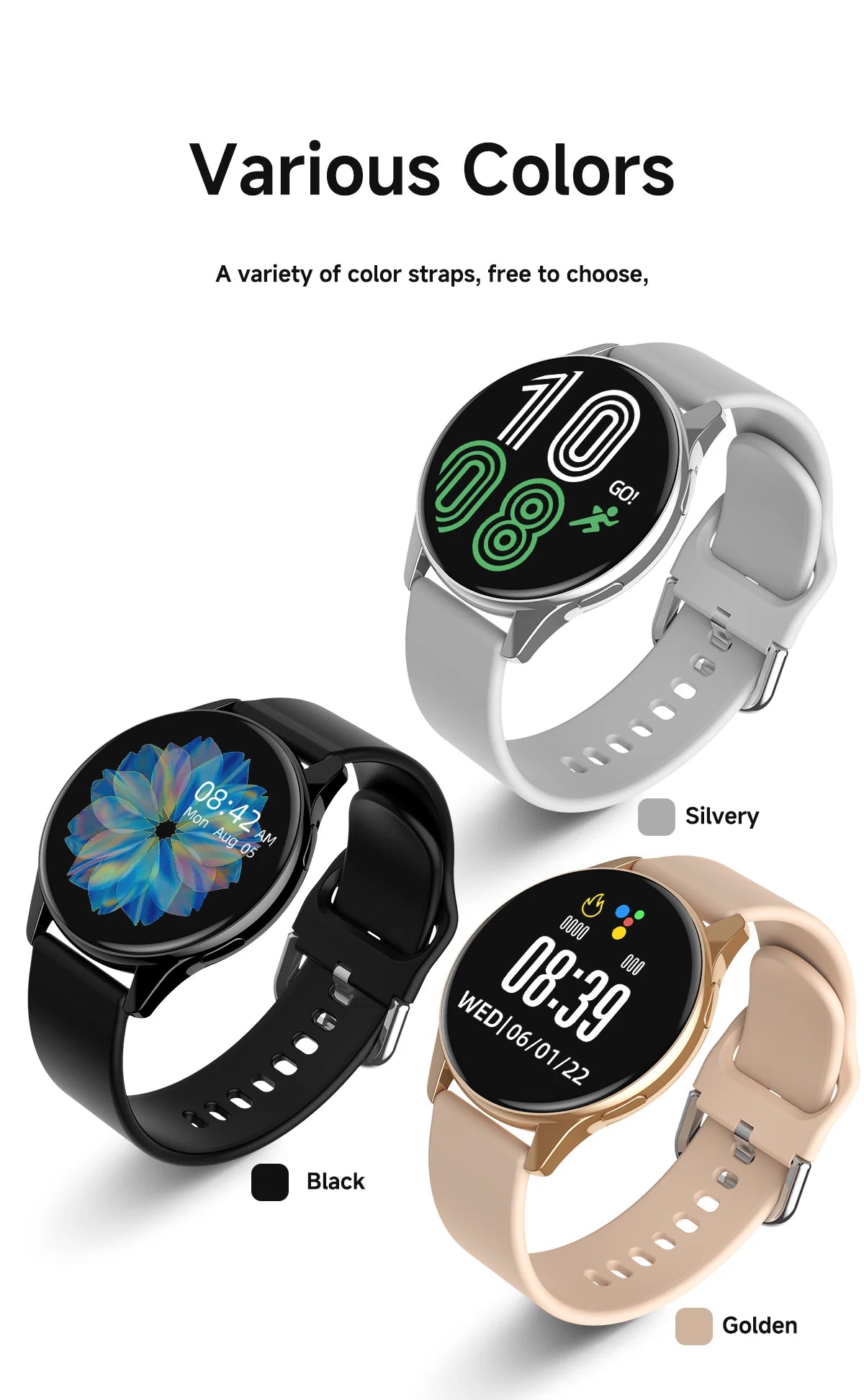Smart Watch HD Touch Screen Heart Rate Sleep BP Health Monitoring For Android&IOS Phone BT Call Sport Smartwatch For Men Women