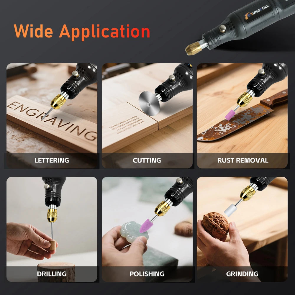 Mini Lithium Electric Drill 3.7V Cordless Rotary Tool for Engraving, Sanding, Polishing, Carving, Cutting, DIY Crafts
