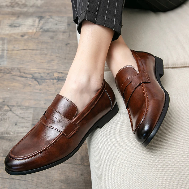 Classic Casual Business Shoes Men Formal Social Wedding Leather Shoes Men Slip On Office Leather Loafers Men's Dress Shoes