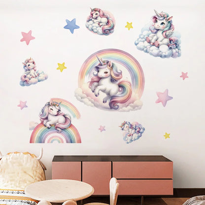 Unicorn Vinyl Child Wall Sticker For Baby Room Decoration Bedroom Accessories Furniture Sticker Adhesive Wallpaper Wall Decor