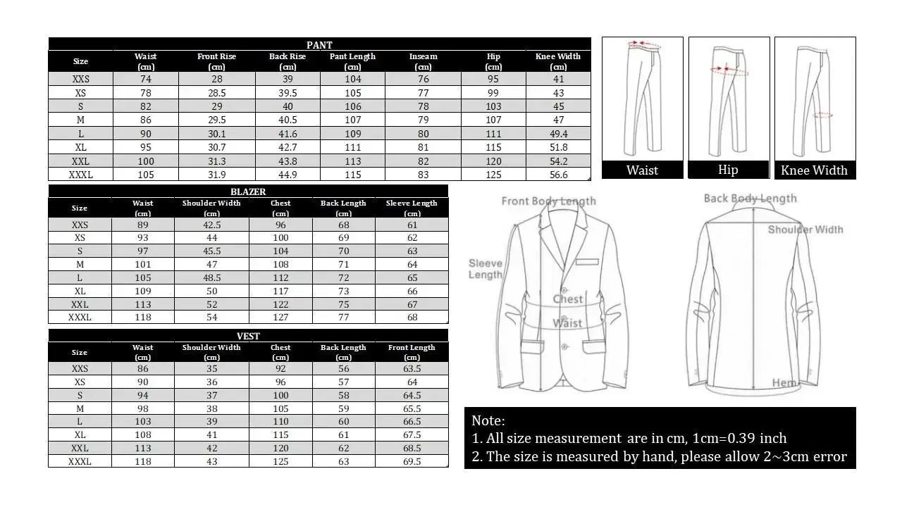 Men's Smart Casual 3-Piece Suit Single Breasted Solid Slim Fit Elegant Office Party Wedding Set