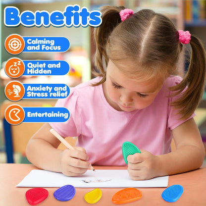 Sensory Fidget Toys Stone for Kids 6 Pack Textured Soft Worry Stone for Autism ADHD Teens Anxiety Stress Relief Toys Set