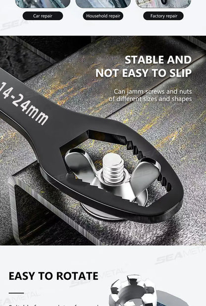 SEAMETAL 3-17mm 8-24mm Universal Torx Wrench Self-tightening Adjustable Glasses Wrench Board Double-head Torx Spanner Hand Tools