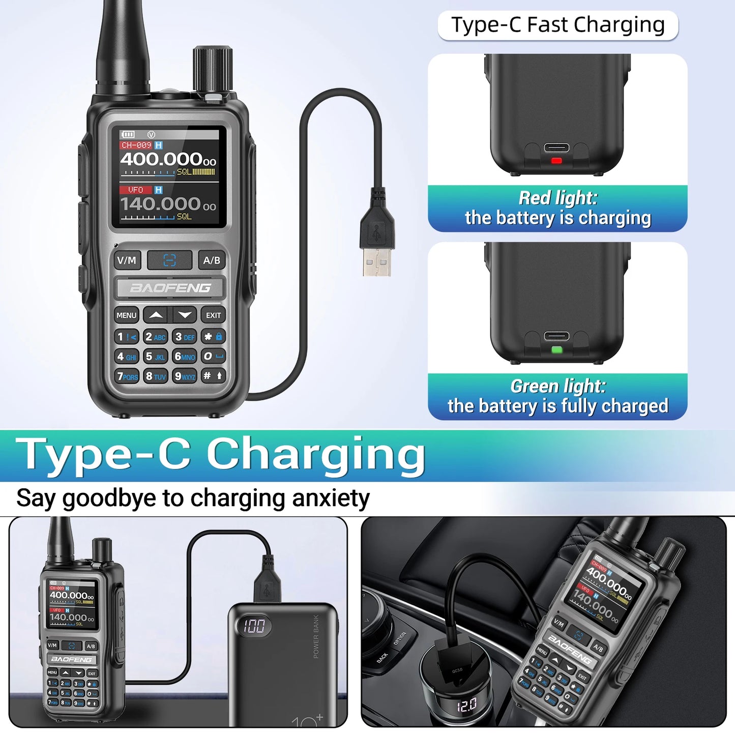 4PACK BAOFENG UV-5R MINI Walkie Talkie Bluetooth Programming Ham Two Way Radio Handheld Long Range Type-C Dual PTT Multi Band