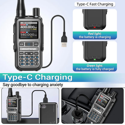 4PACK BAOFENG UV-5R MINI Walkie Talkie Bluetooth Programming Ham Two Way Radio Handheld Long Range Type-C Dual PTT Multi Band