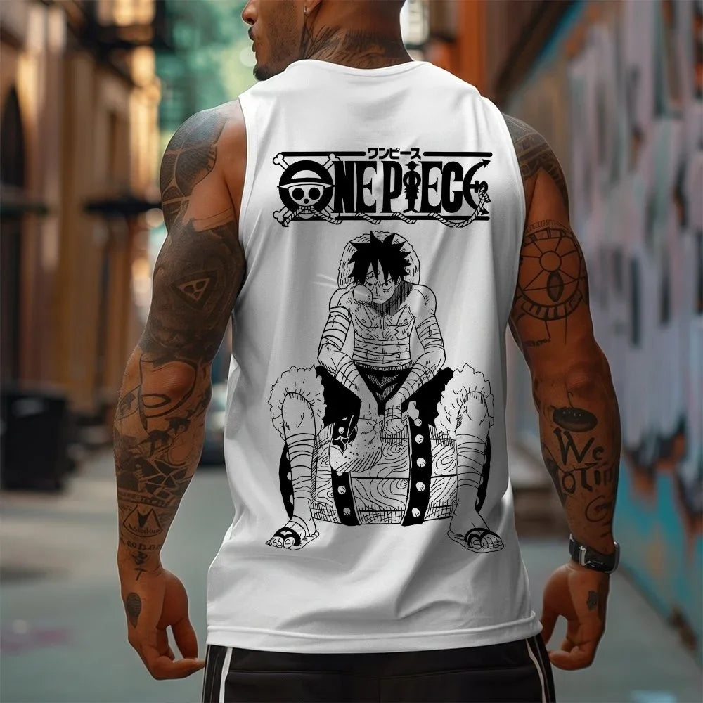 One Piece Men's Tank Top Japanese Anime Spring/Summer Sports Fitness Trend Casual Sleeveless Top