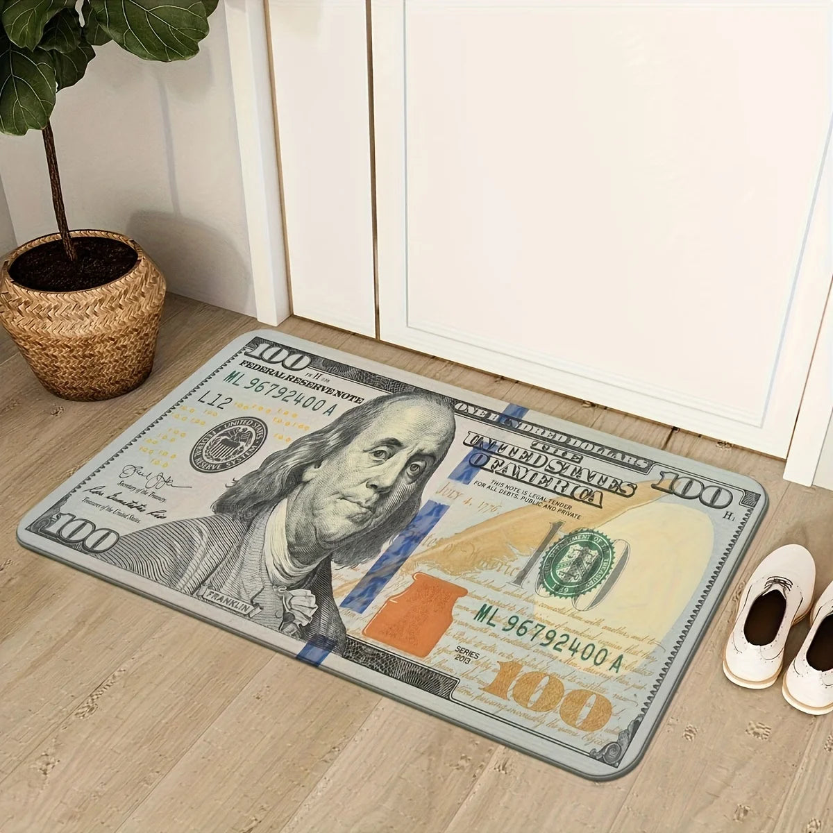 Creative 100Dollar Banknote Pattern Area Rug Bedroom Kitchen Laundry Room Corridor Halloween Christmas Easter Thanksgiving Decor