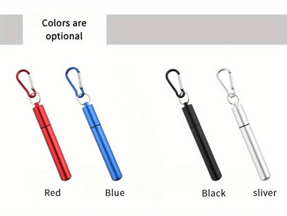 304 Stainless Steel Retractable Straw Kit, Portable Aluminum Tube, Outdoor Folding Straw Kit, with Cleaning Brush, Colors, Trave