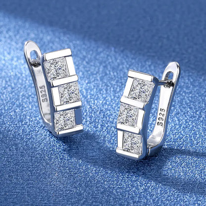 925 Sterling Silver Earrings Jewelry High Quality Retro Simple Pattern Purple White Zircon Earrings Hot Sale
