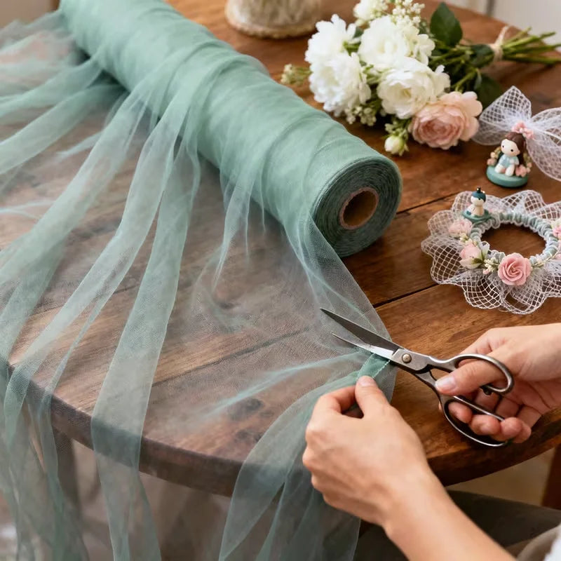 Tulle Fabric for Wedding Christmas Decorations DIY White Tutu Baby Shower Table Skirt Ceiling Decor Birthday Party Craft Supplie