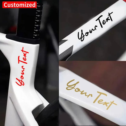 1PC Handwritten Style Custom Bicycle Stickers Frame Personalized Waterproof DIY Motorcycle Helmet MTB Bike Top Tube Vinyl Decals