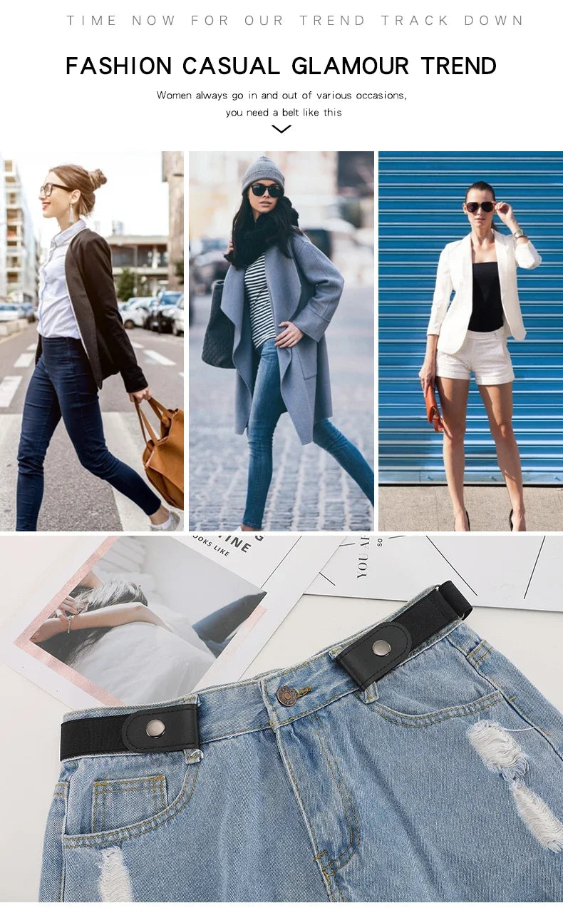 1pc Buckle-Free Belt For Jean Pants,Dresses,No Buckle Stretch Elastic Waist Belt For Women/Men,No Bulge,No Hassle Waist Belt