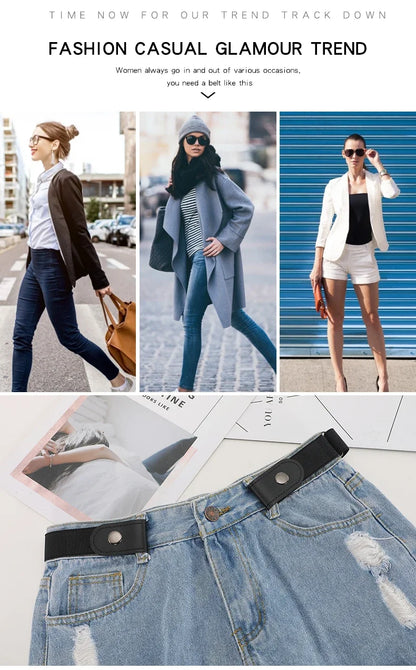 1pc Buckle-Free Belt For Jean Pants,Dresses,No Buckle Stretch Elastic Waist Belt For Women/Men,No Bulge,No Hassle Waist Belt