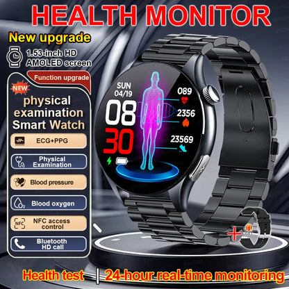 2026New Smart Watch For Men Micro-examination Health Blood pressure Uric Acid ECG+PPG Fitness Tracker Clock Smartwatch Women Men