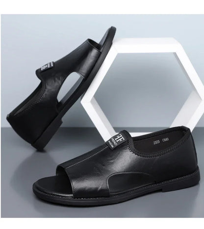 Men's Roman Sandals Summer Comfort Casual Soft Sole Slippers Anti-Slip Breathable Outdoor Slip-On Beach Shoes-HT2025