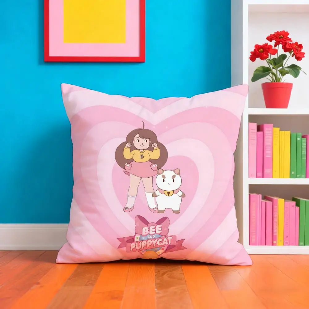 Bee And P-PuppyCat Anime Pillow Case Cushion Cover Soft & Easy-Wash Pillow Case – Versatile For Couch, Bed, Travel And Office