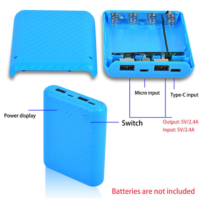 New Portable DIY Power Bank Box 4x18650 Battery Charger Case Fast Charging Case Solderless Power Bank Shell Batteries Charging