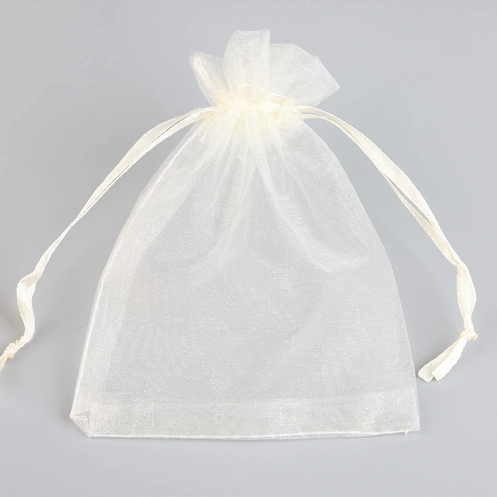 50/100pcs Colorful Organza Gift Bag 5x7 7x9 9x12 10x15 13x18cm Party Wedding Favors Candy Jewelry Packaging Drawstring pouches