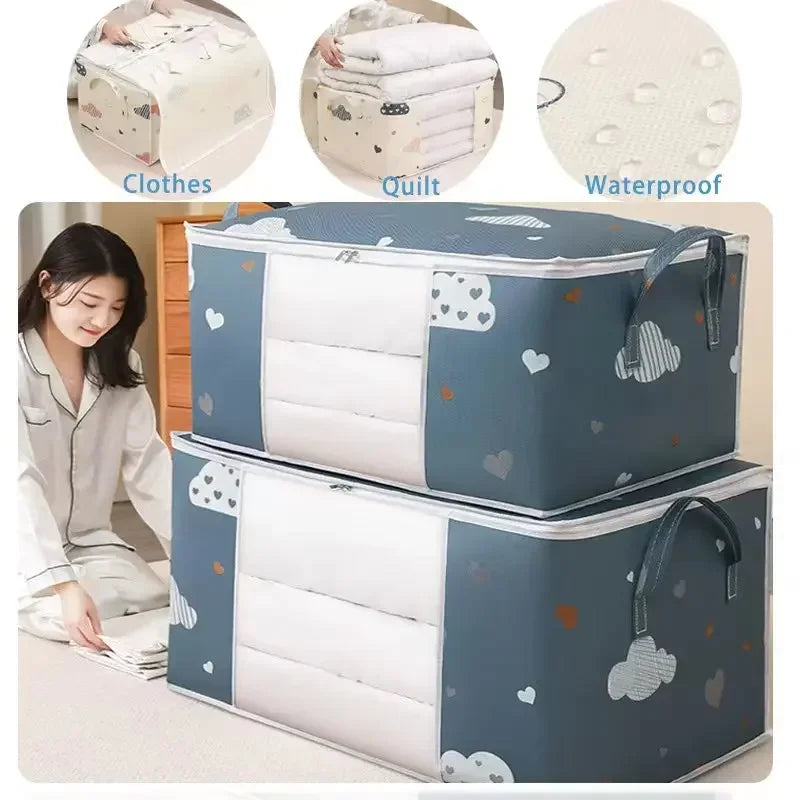 1pcs Quilt Storage Bag Dust-proof Wardrobe Quilt Clothes Organizer Household Blanket Zipper Sorting Bags Moving Bag Storage Bags