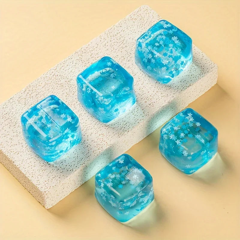 3/4.5/5.5CM Ice Cube Squishy Toy Stress Relieving Soft Touch Slow Rebound Stretch Squeeze Snowflake Ice Cube Xmas Gift for Adult