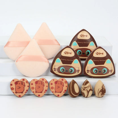 Rice Ball Cat 12-Piece Set, Expands When Exposed to Water, Dual-Use for Wet and Dry, Makeup Sponge Suitable for All Skin Types