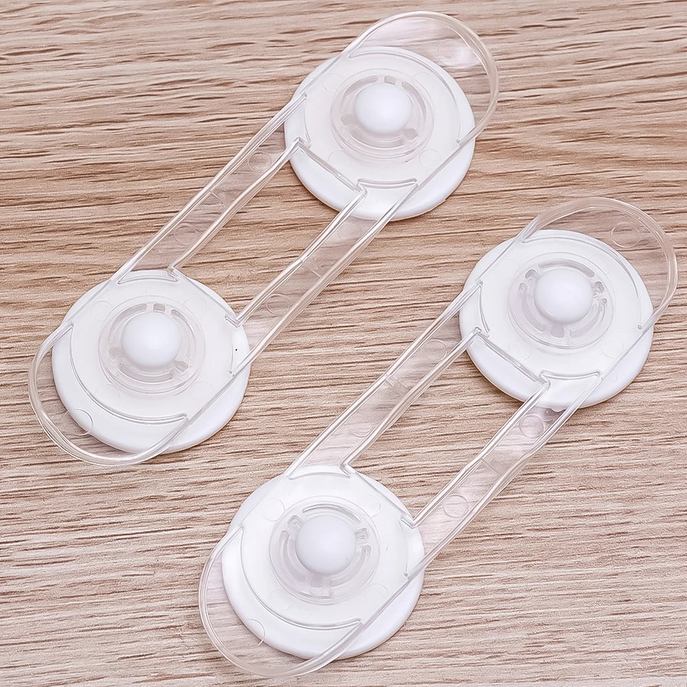 5pcs Baby Transparent Safety Locks Anti-opening Cabinet Open Glass Cabinet Safety Lock Anti-clip Hand Door Lock Fixing Clips