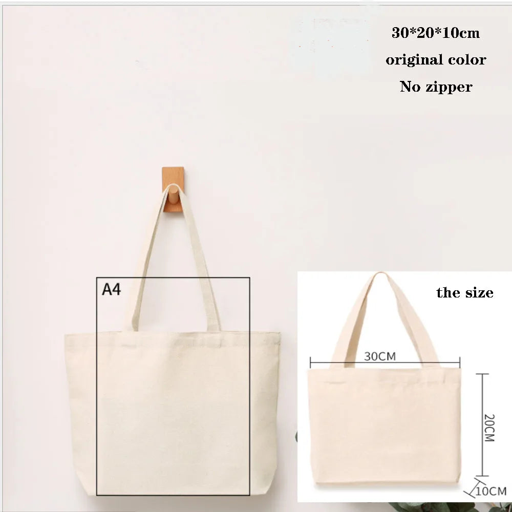 Canvas Cotton bag grocery handbag Foldable Fabric tote bag portable Storage organizer Shopping bag for woman Cloth organizer bag