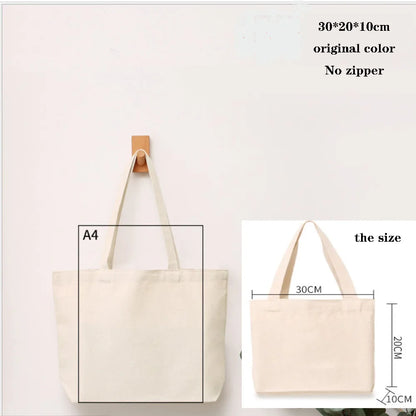 Canvas Cotton bag grocery handbag Foldable Fabric tote bag portable Storage organizer Shopping bag for woman Cloth organizer bag