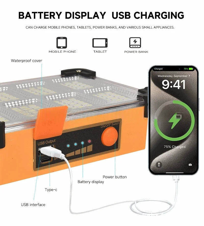 Solar outdoor lamp household waterproof glare large-capacity portable lamp high-power rechargeable magnetic emergency lamp