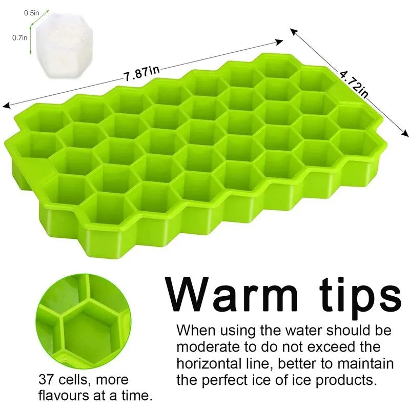 Honeycomb 37-Grid Ice Cube Tray, Silicone DIY Ice Mold (Lid Not Included) for Drinks, Cocktails & Kitchen Use
