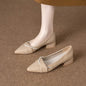 2026New spring and summer large-size elegant white high-heeled shoes for women, with thin heels and pointed toes, slip-on casual