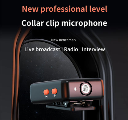Wireless Lavalier Microphone Portable Audio Video Recording Mini Mic for iPhone Android Live Broadcast Gaming Phone Mic