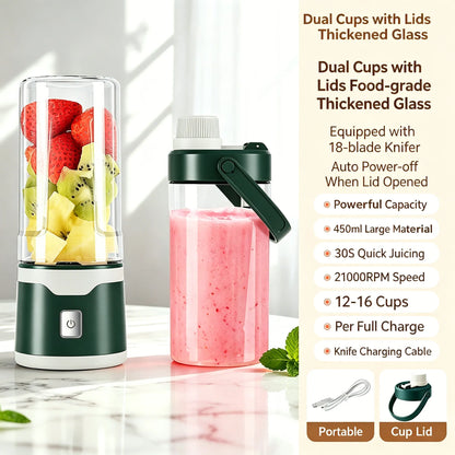 18 Blades Juicer Portable USB Blender Electric Travel 400ML Juicer Cup For Smoothie Milkshake Outdoor Kitchen Mini Mixer Tool