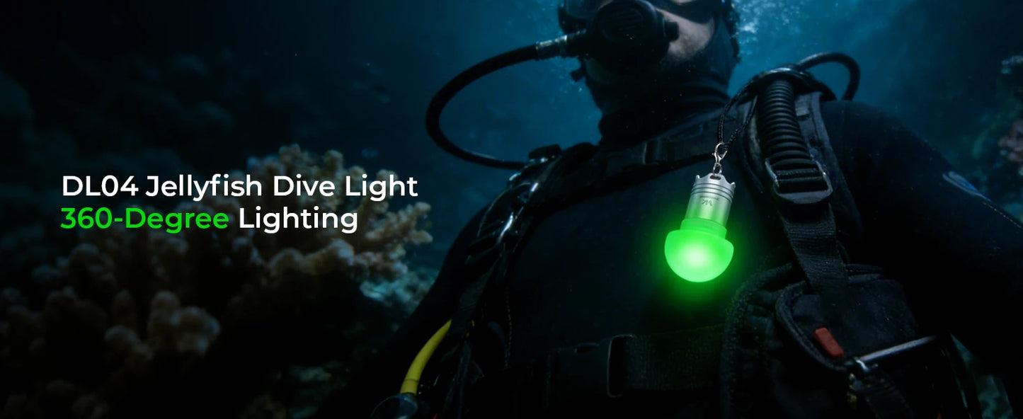 Wurkkos DL04 RGB Signal Light 9 RGB Modes IPX8 Waterproof Detachable 800mAH Battery, Jellyfish Design for Camping, Diving