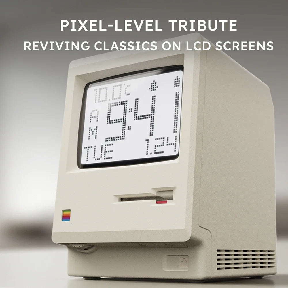 Budzik w stylu Retro Macintosh Klasyczna ozdoba na biurko z cyfrowym zegarem