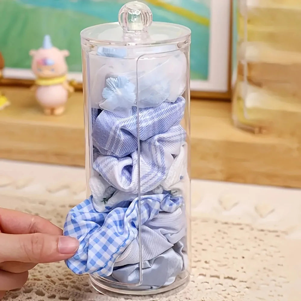 1pc Cylindrical Cotton Pad Holder, Makeup Storage Cotton Pad Dispenser, Bathroom Storage Jar, Desktop Storage Organizer