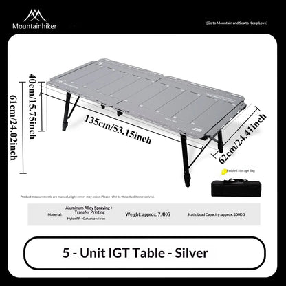 Folding IGT Camping Lift Table Mountainhiker, Portable Outdoor IGT Cooking System, 3-5 Tables, Multi-Purpose Camping Tables