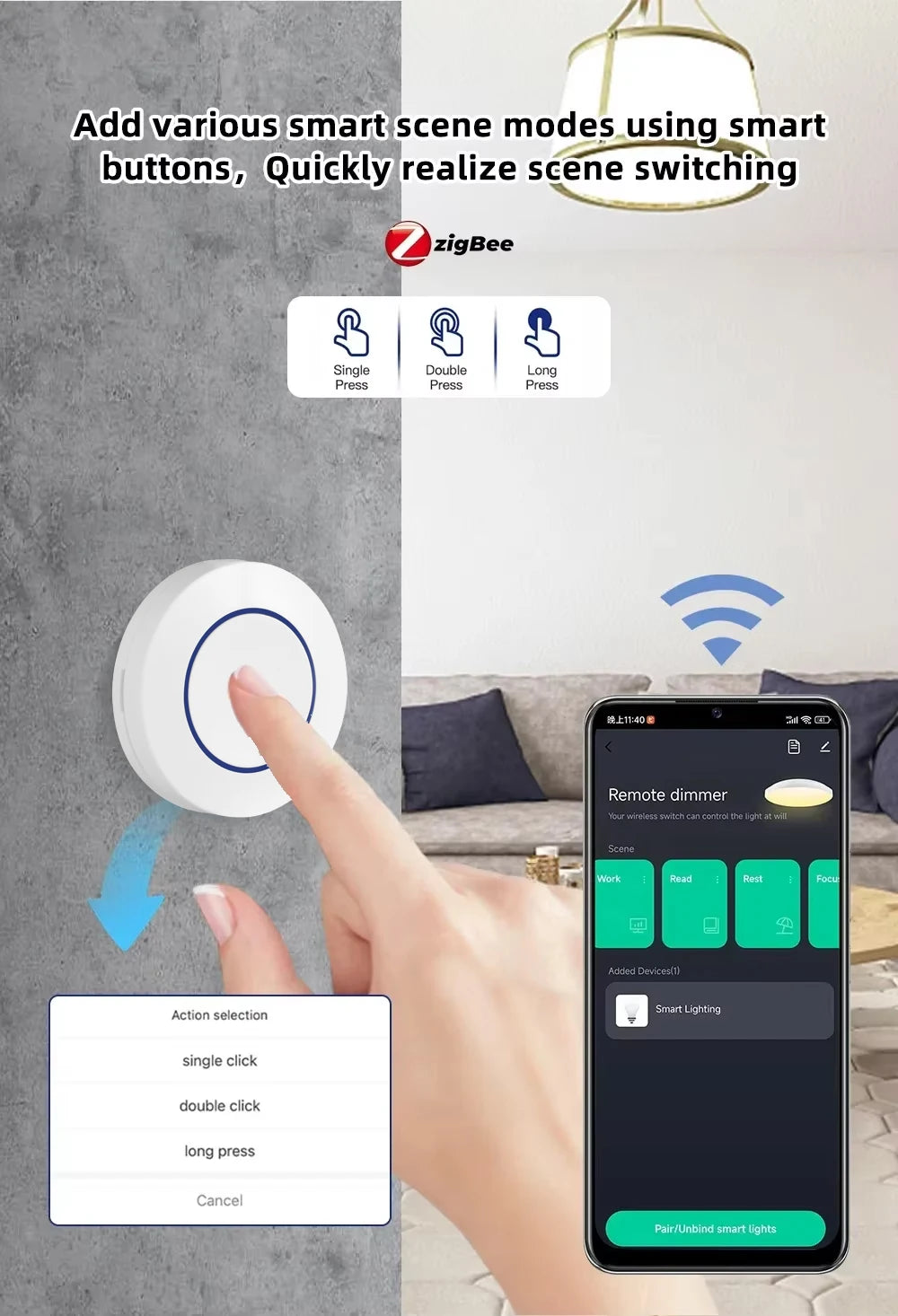 Ewelink Zigbee Switch Push Scene Button Switch Wireless Remote On Off Key Controller Scenario Switch Support Home Assistant