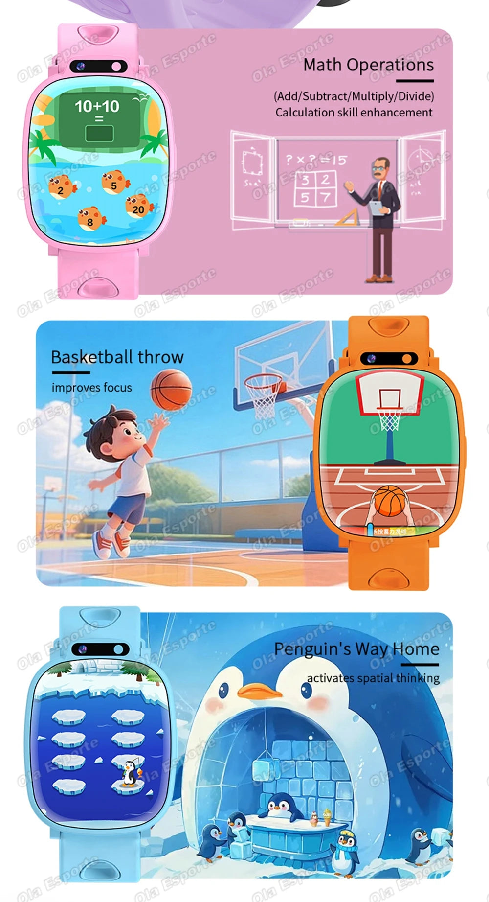 Children's Smart Watch 2026 Camera LED Flashlight Fun Games Stopwatch Calculator Alarm Reminders Boys and Girls Smartwatch HW12