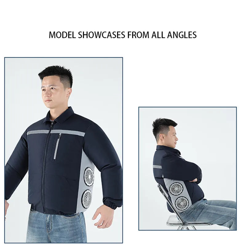 Men'S Summer Fishing Driving With 4 Fans For Heatstroke Prevention And Cooling Construction Site Work Coat (Without Power Bank)